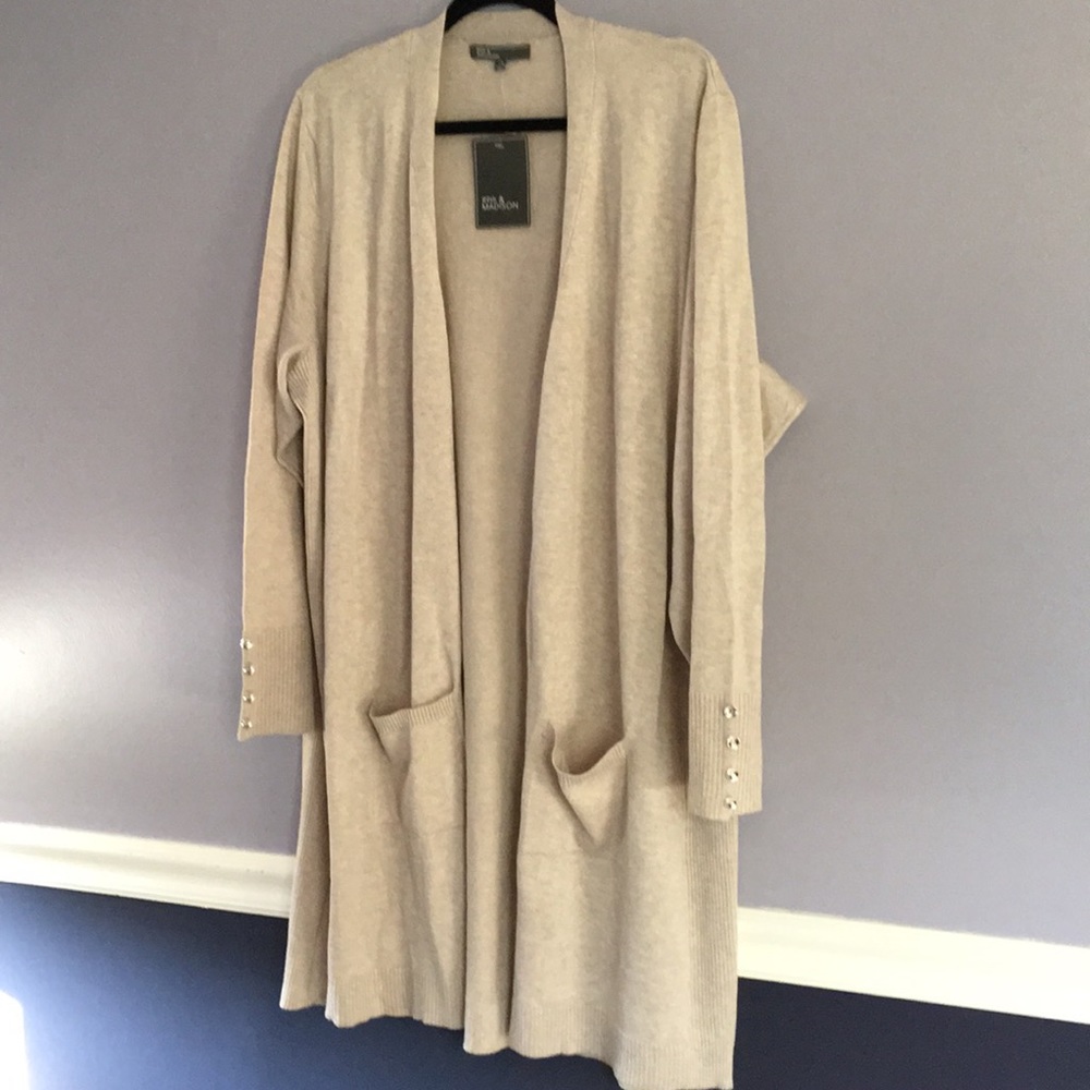 89th & Madison oatmeal duster sweater 2x